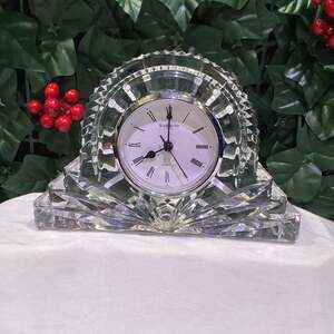 Waterford Crystal Quartz Mantel Desk Clock - Roman Numerals, Japan Movement